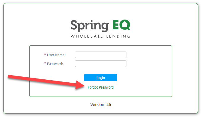 Spring EQ Portal Password Reset